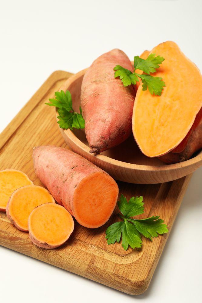 Concept of vegetables, tasty sweet potato, Batat