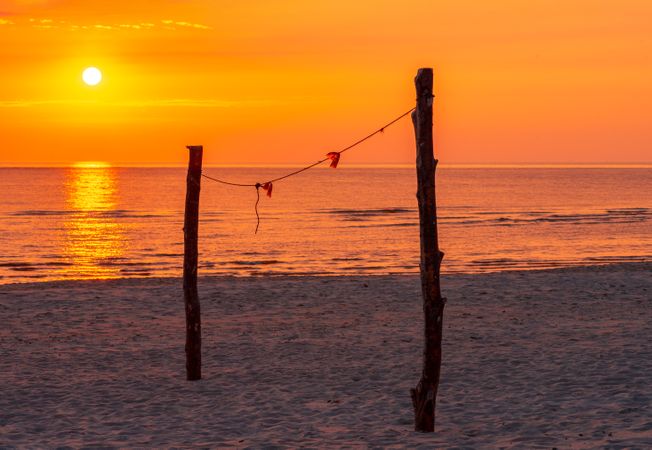 Landscape on Sylt island at sunset, horizon over the North Sea, Germany