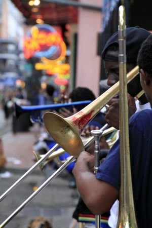 People playing trumpets outdoor