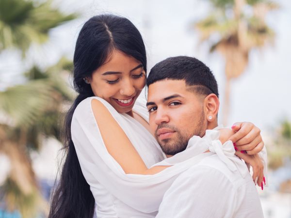 Man and woman embracing with love