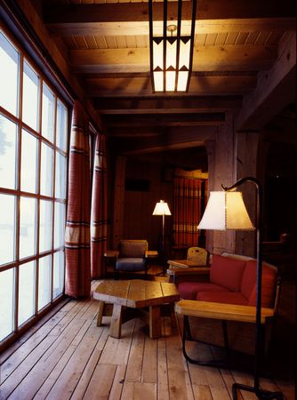 Interior of Timberline Lodge on Mount Hood, Oregon