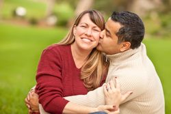 Couple Portrait Kissing in the Park