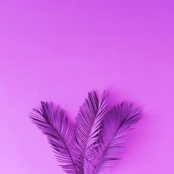 Tropical leaves in vibrant purple holographic color