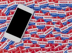 I voted today background with smartphone