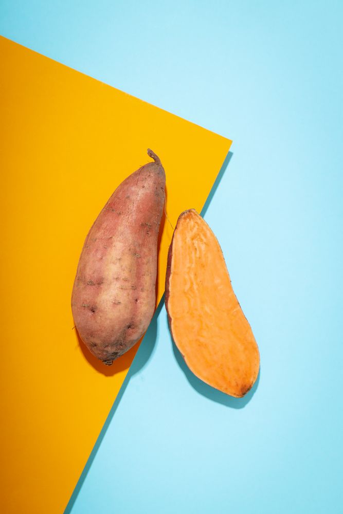 Concept of vegetables, tasty sweet potato