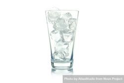 Tall glass full of ice on blank background 5Xo8r0