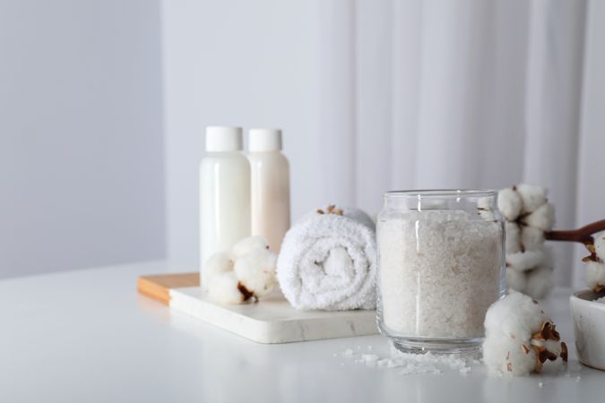 Sea salt, concept of spa and self care