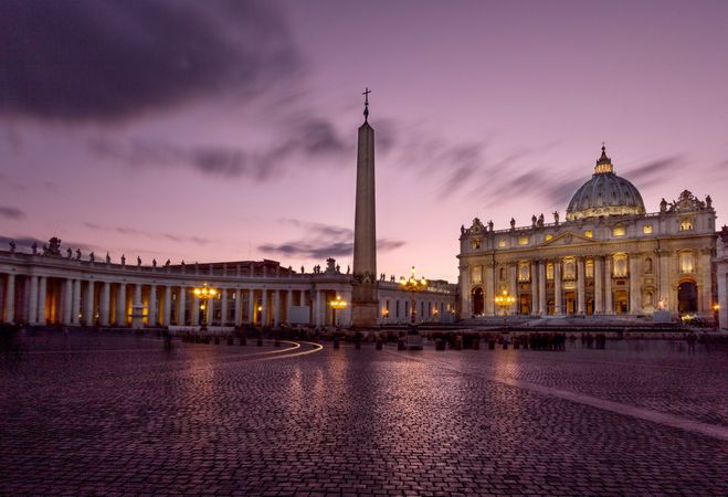 Vatican square at dusk