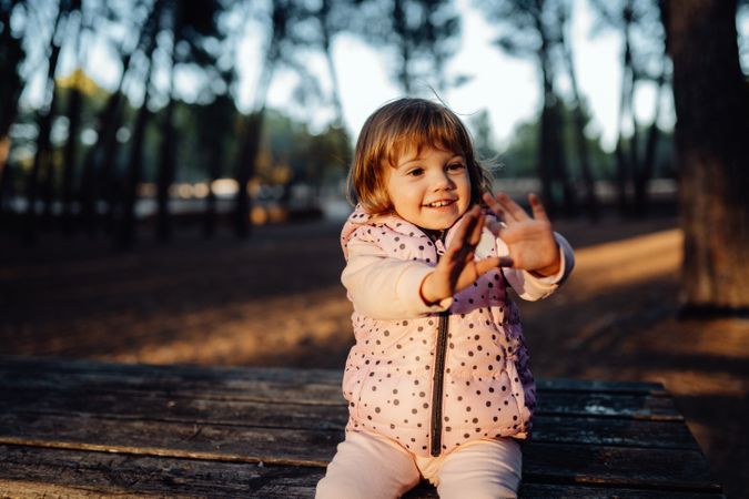 Joyful girl in park