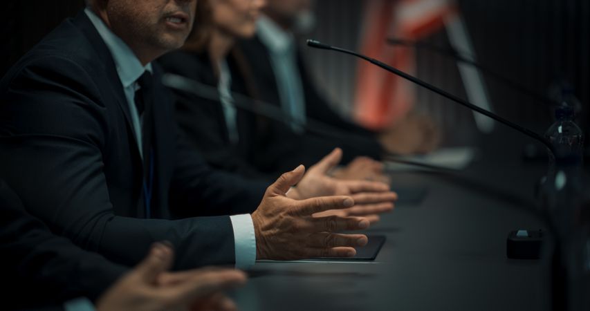 Head Of USA Delegation Delivering Speech at International Political Summit.
