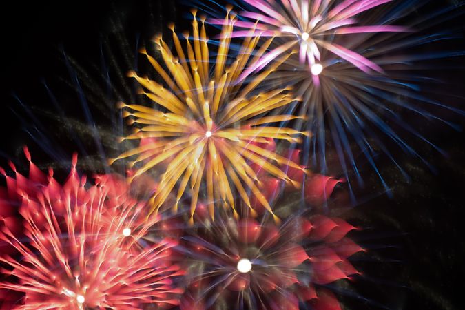 Bright fireworks on night sky