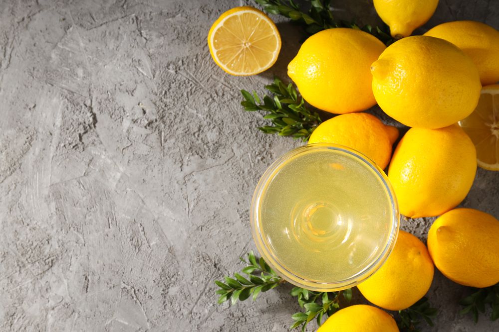 Concept of tasty drink, Limoncello, space for text