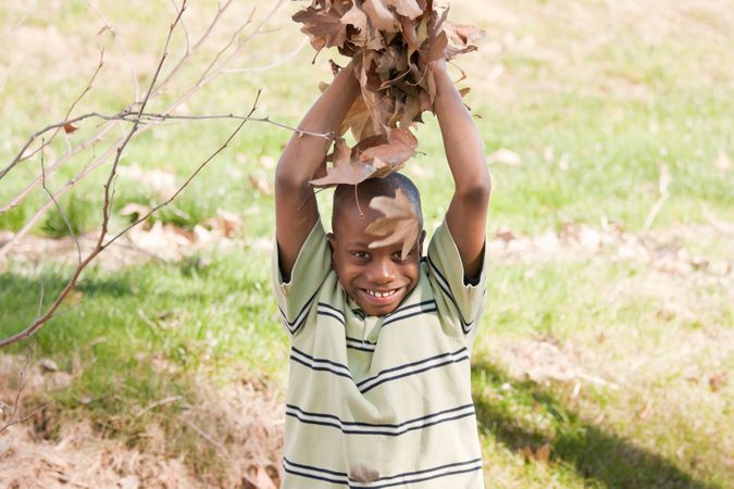 Young Black Boy Playing in the Park