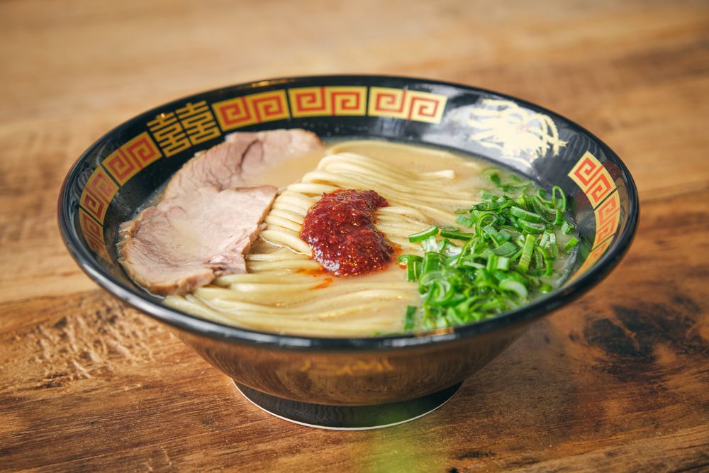 Delicious Japanese noodle soup with tomato salsa