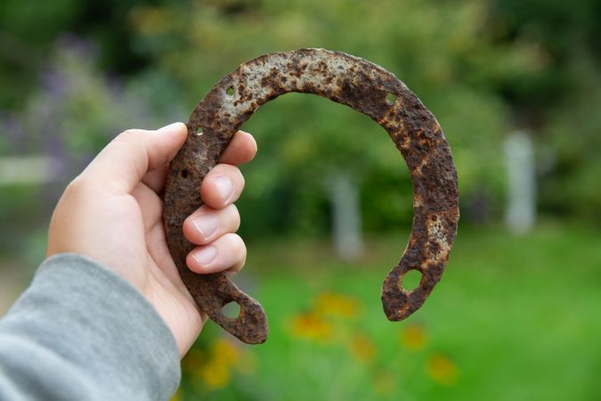 Rusty horseshoe symbolizing happiness