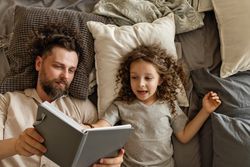 Dad and daughter at home