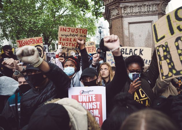 London, England, United Kingdom - June 6th, 2020: Group of people at BLM protest in London