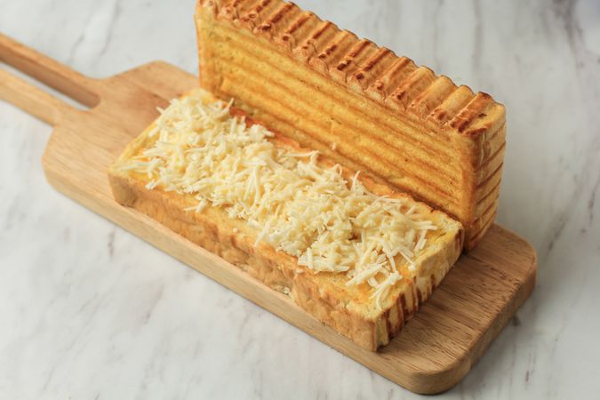 Roti Bakar Keju, Bandung Sandwich Bread Toast with Shredded Cheese.