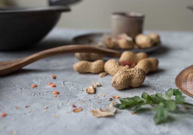Fresh peanuts on table