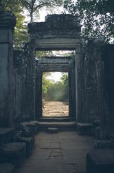 Ancient stone gates in garden