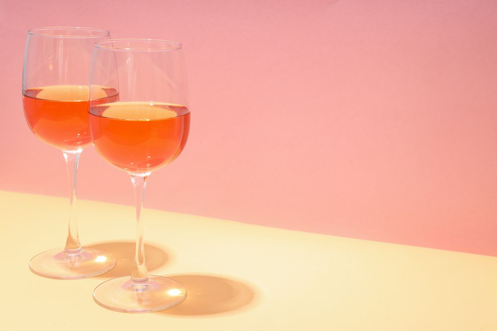 Glasses of wine, delicious alcohol drink, space for text