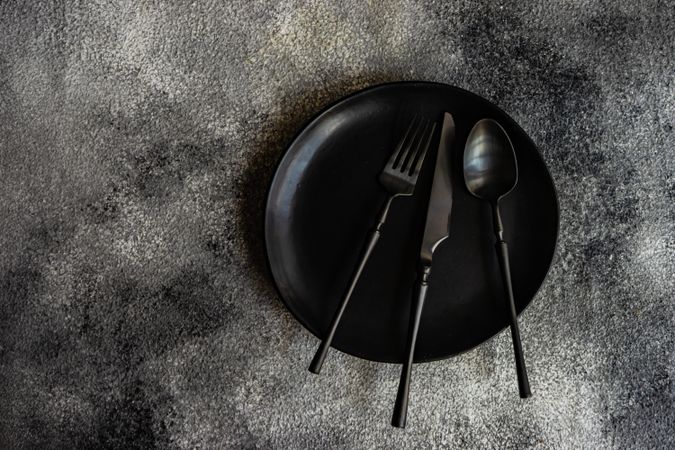 Monochromatic cutlery and plate set