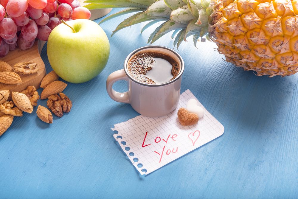 Healthy snack and love you text