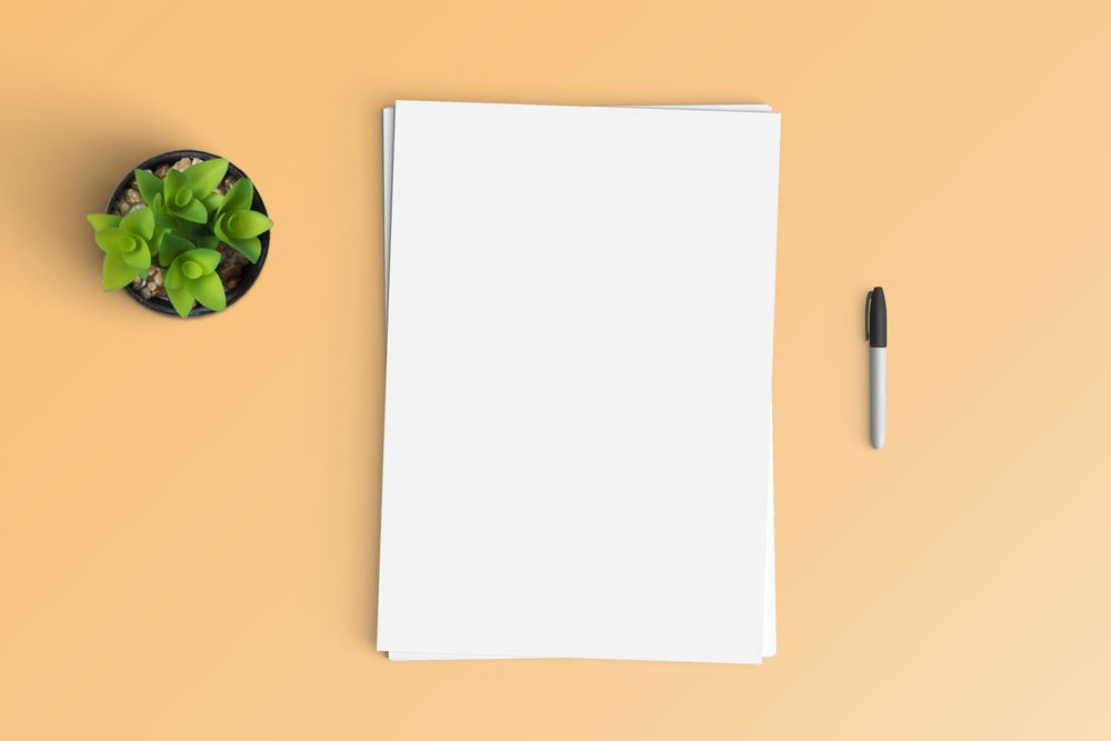 Modern workspace with  copy space on color background