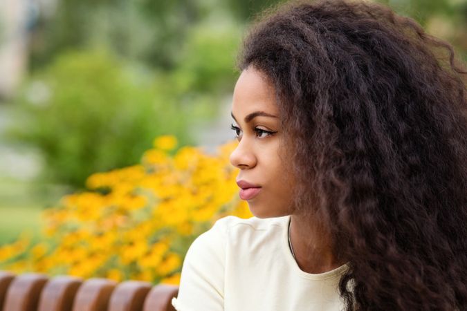 Side view portrait of calm Black female