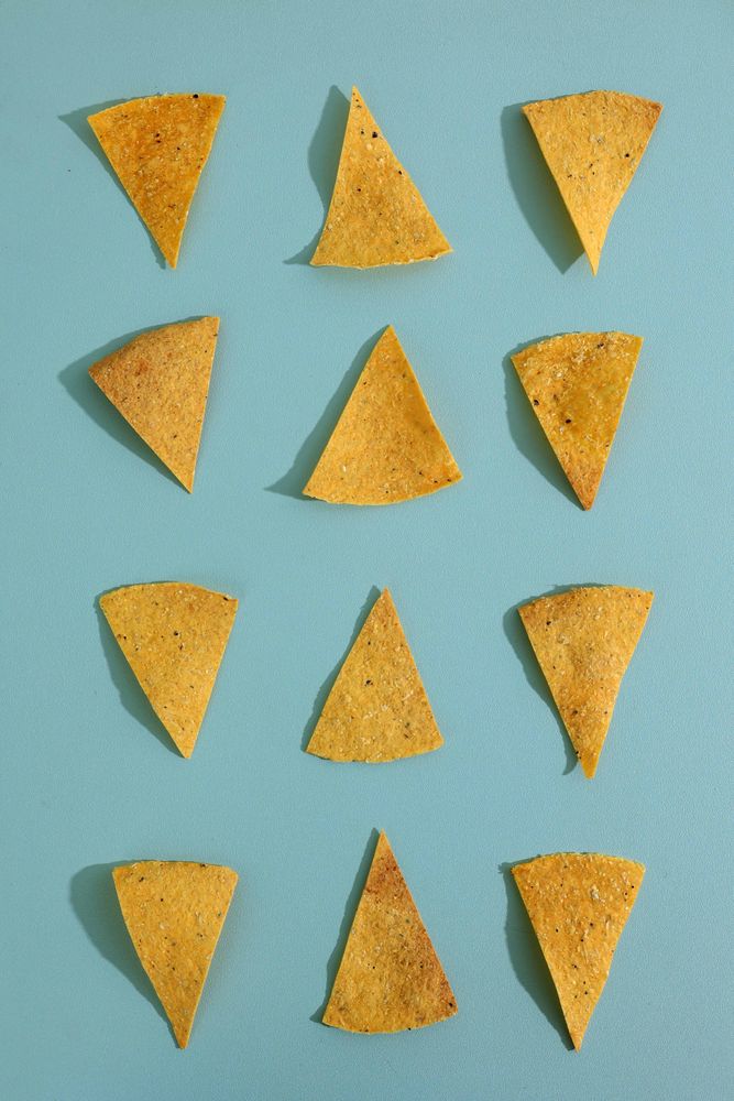 Delicious Nachos Snack, Flat Lay, Isolated on Mint Table
