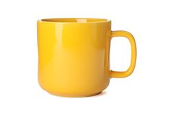 Empty ceramic cup isolated on studio background