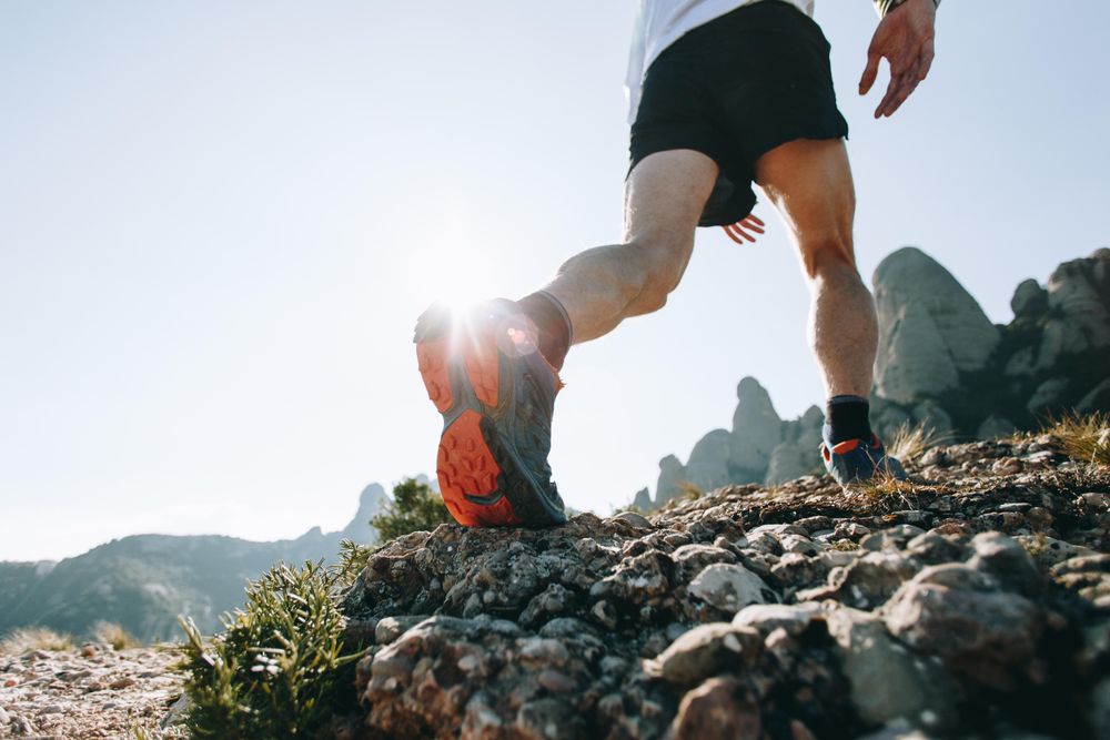Close up of a runner’s shoes