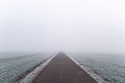 Pathway through frozen agricultural fields