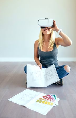 Woman watching with virtual reality glasses