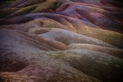 Colorful hills in tropical Mauritius