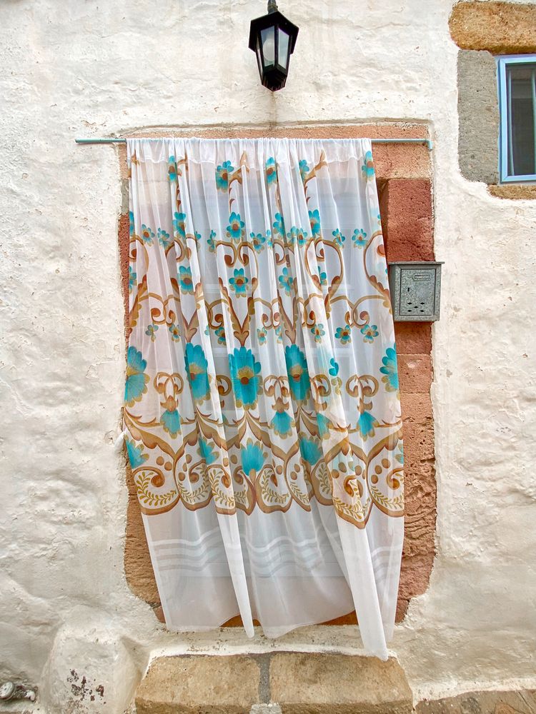 Patmian door with fine fabric cover