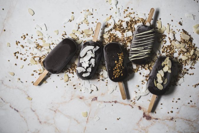 Assorted chocolate popsicles