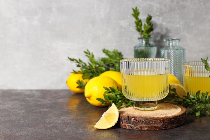 Concept of fresh summer drink - Limoncello cocktail