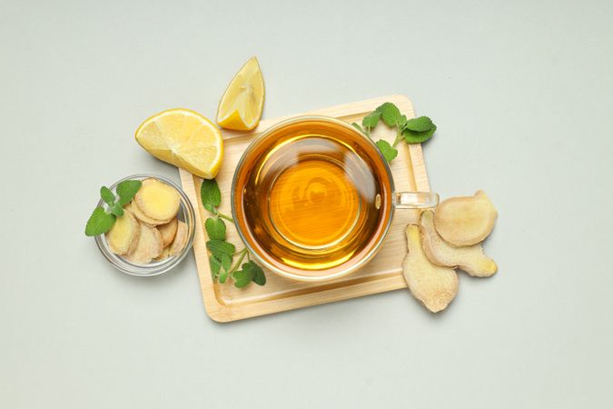Cold treatment, healthcare concept - tea with ginger