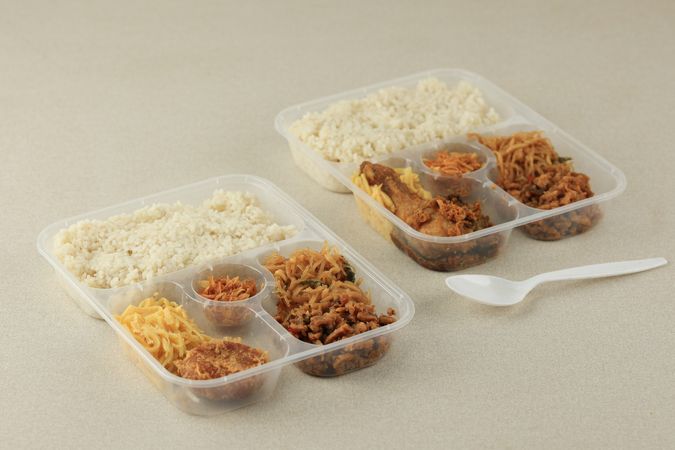 Indonesian Nasi Lemak in two to go containers