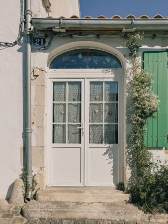Door filled with hanging hearts