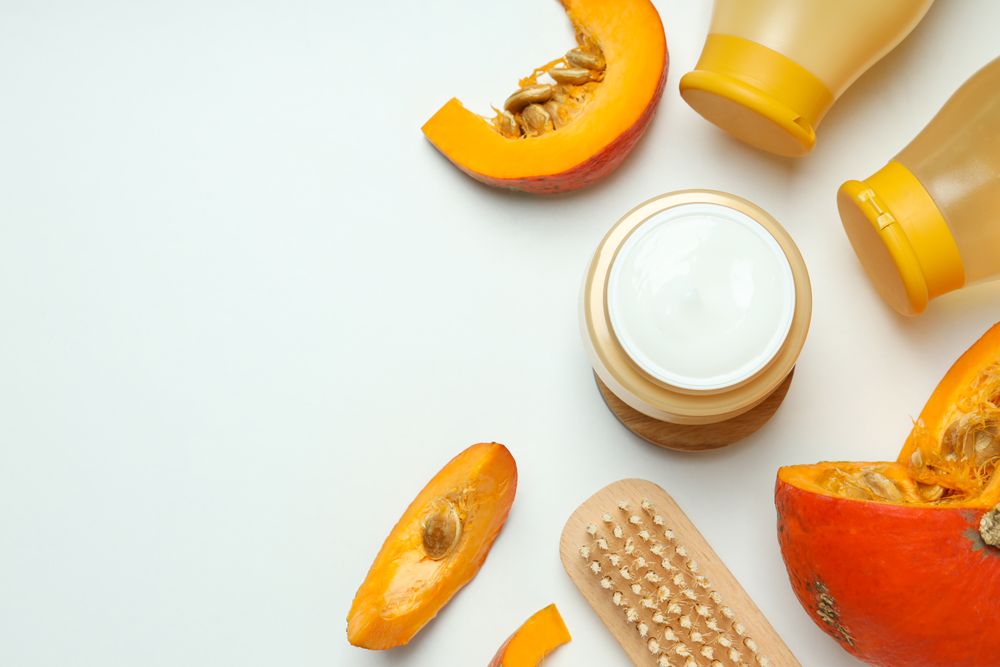Skincare and face care in fall season - pumpkin cosmetic