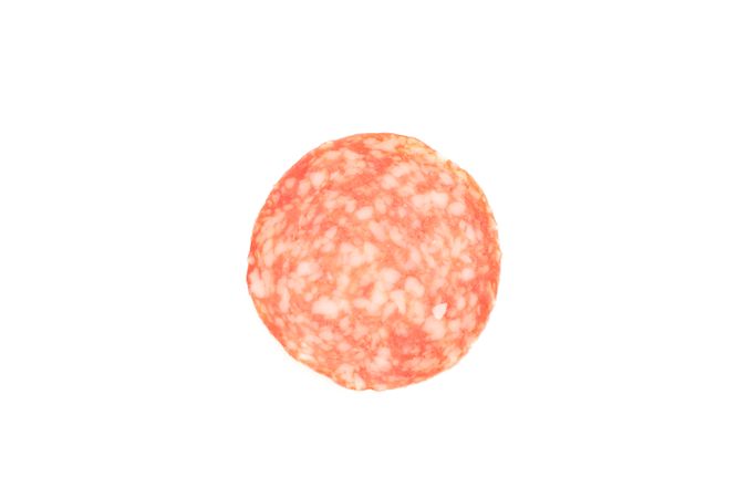 One slice of salami, top view