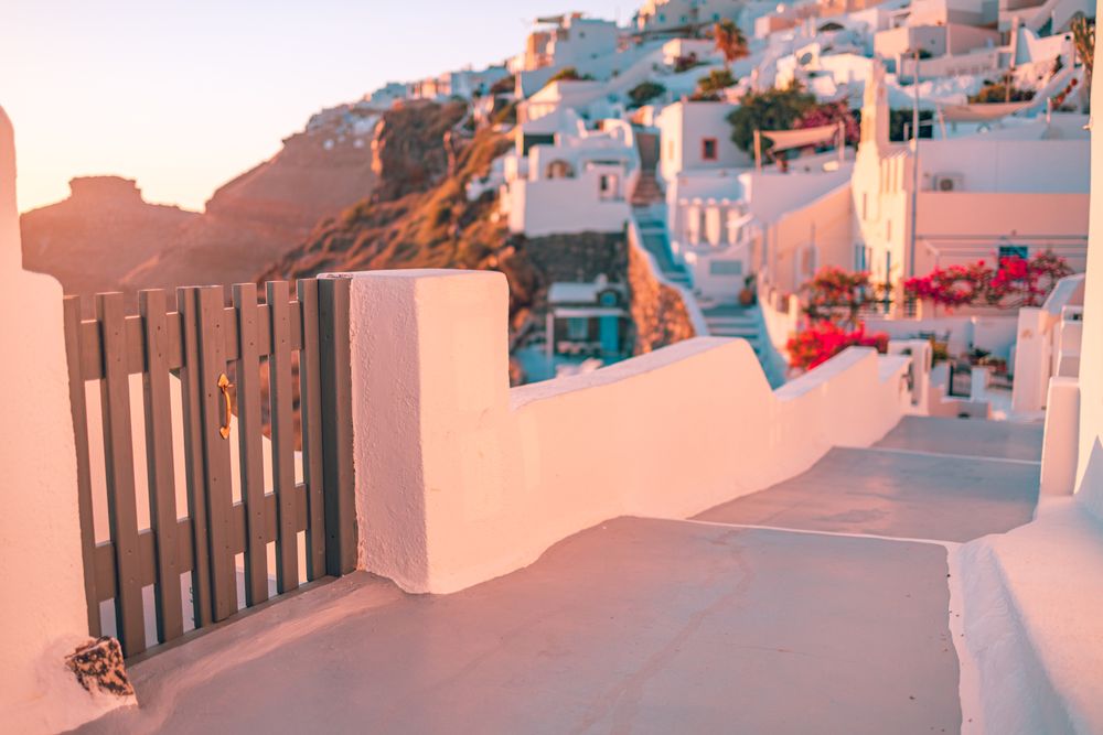 Lane in Santorini at dusk