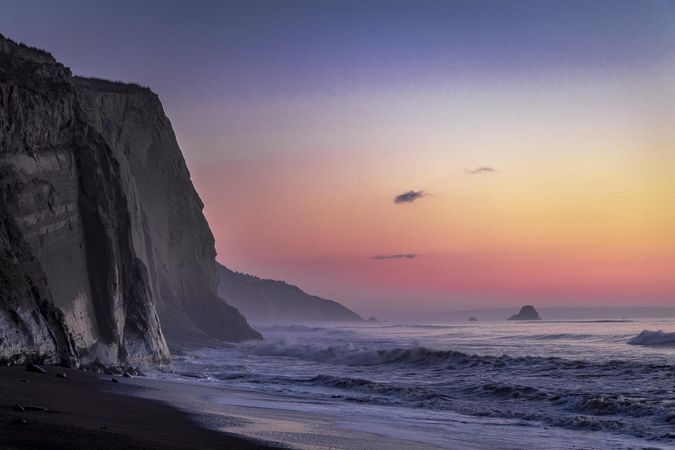 Deep cliffs of the pacific north west during sunset