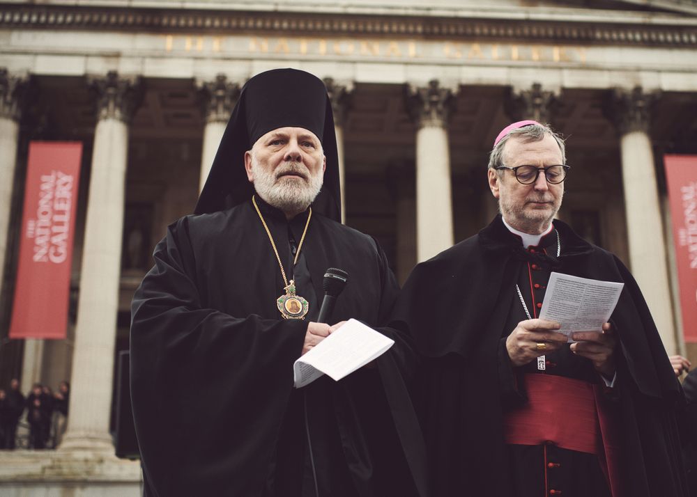 London, England, United Kingdom - March 5 2022: Two religious men with microphones in London