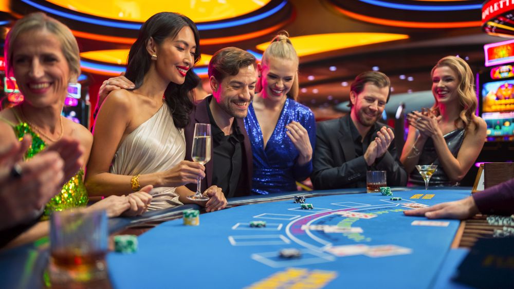 Diverse Group People Playing, Placing Bets Winning and Celebrating
