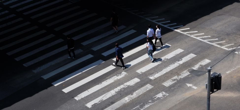 People walking on pedestrian lane in South Korea