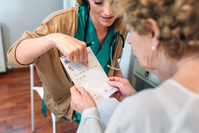 Doctor giving a prescription to patient