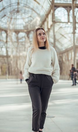 elegant woman walking in Crystal Palace